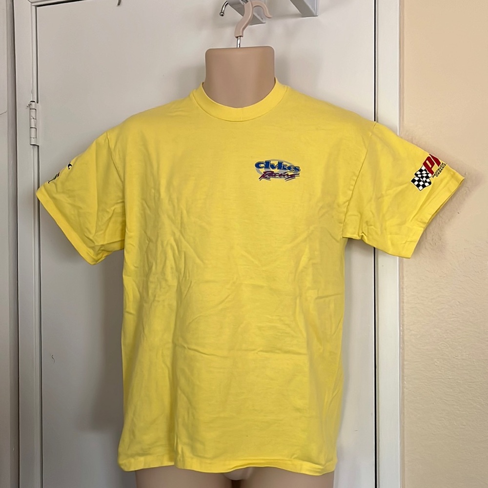 Dukes Racing yellow T-shirt very soft perfect cond men’s Small 100% cotton
